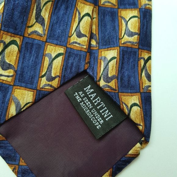 Martini As Seen Under the Microscope Cocktail Collection 100% Silk Tie 56 inches - Picture 6 of 8